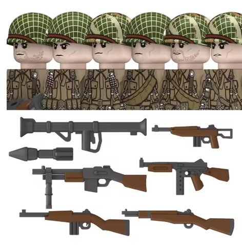 WWII American Soldiers – Set of 6 Figures with Accessories