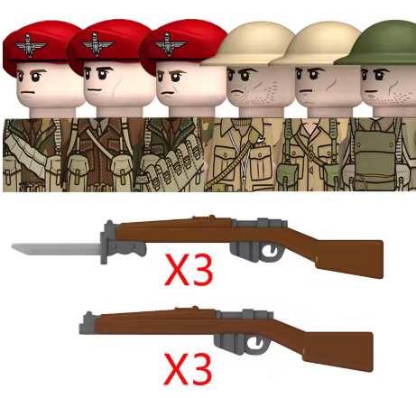 British Soldiers WWII – 6-Figure Set with Accessories