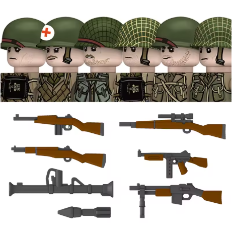 WWII American Soldiers – Set of 6 Figures with Accessories