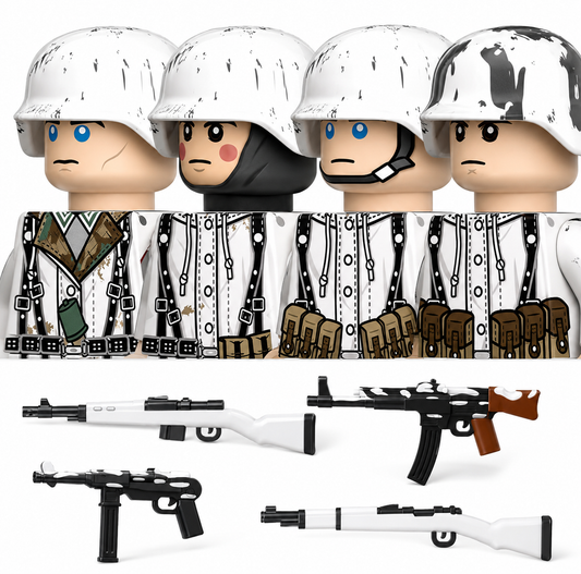 WWII German Soldiers Winter Pack – 4 Minifigures + Accessories